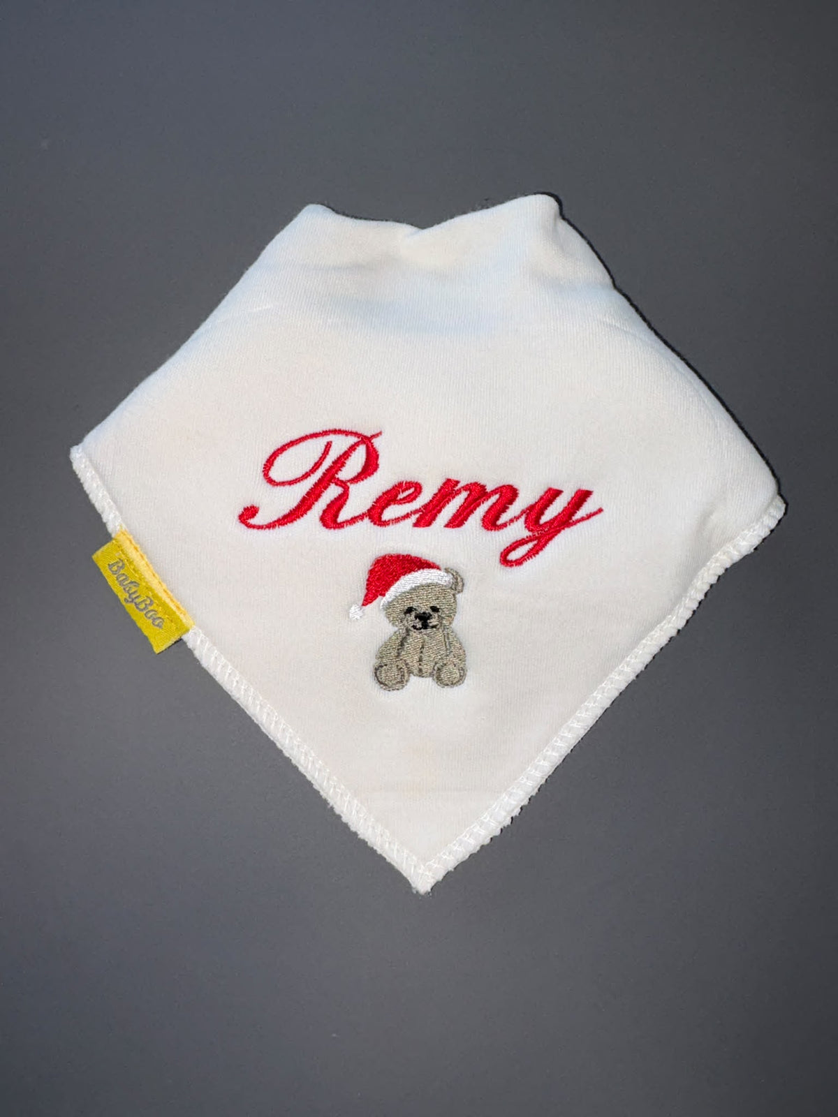 Christmas bear and name Organic Cotton DribbleBoo Bib