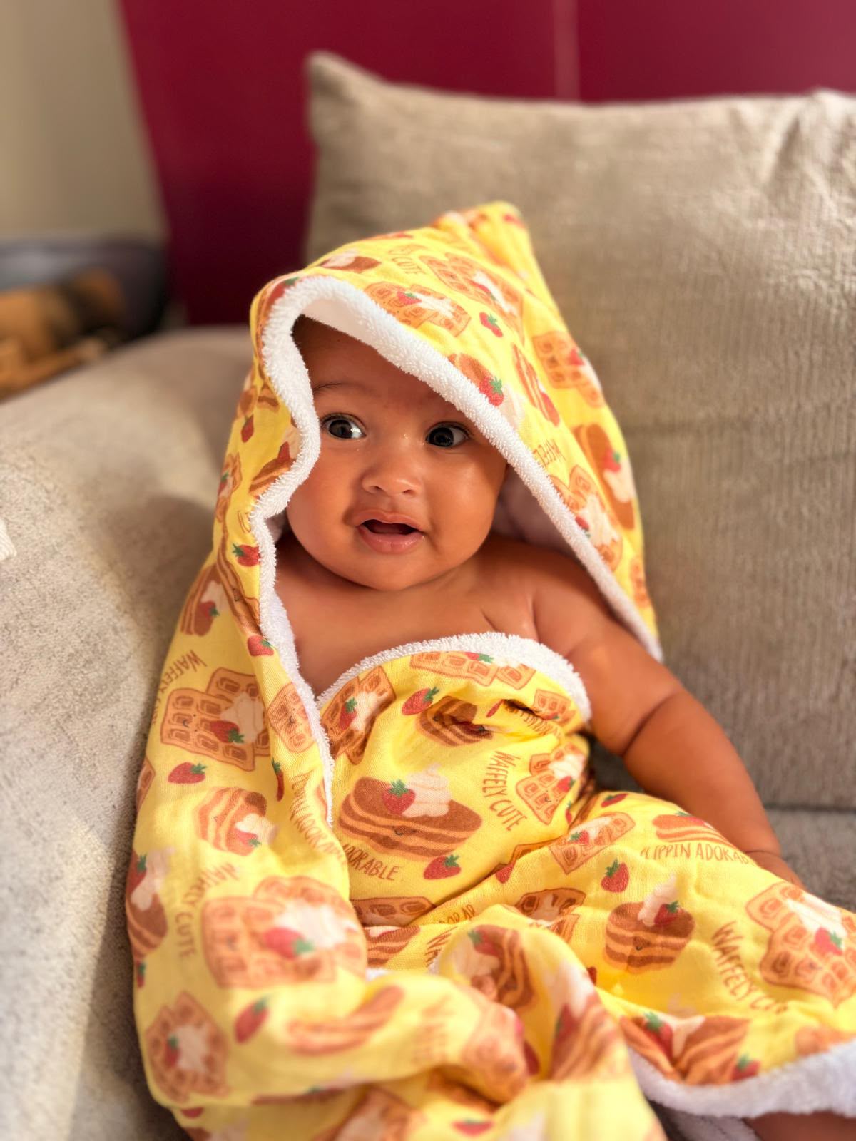 Lemon Waffle Club organic cotton hooded towel