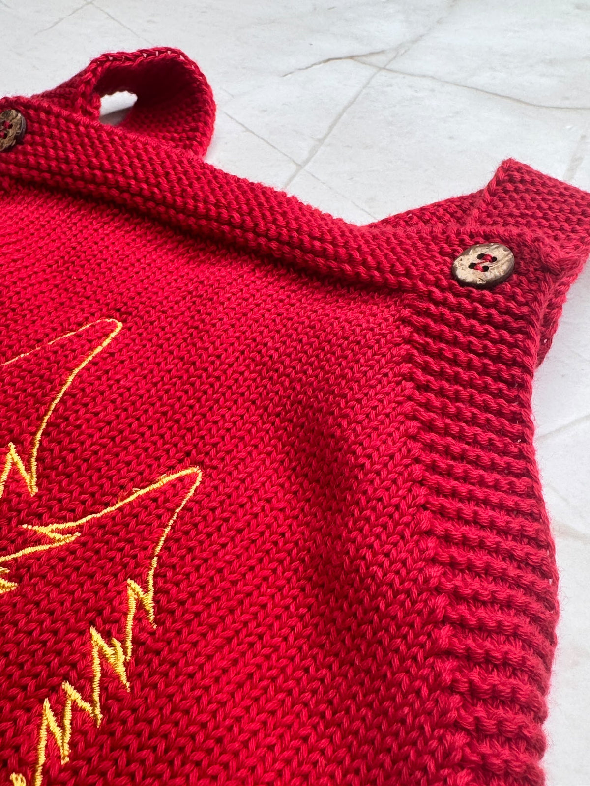 SALE - Red Organic Cotton Knitted Dungarees