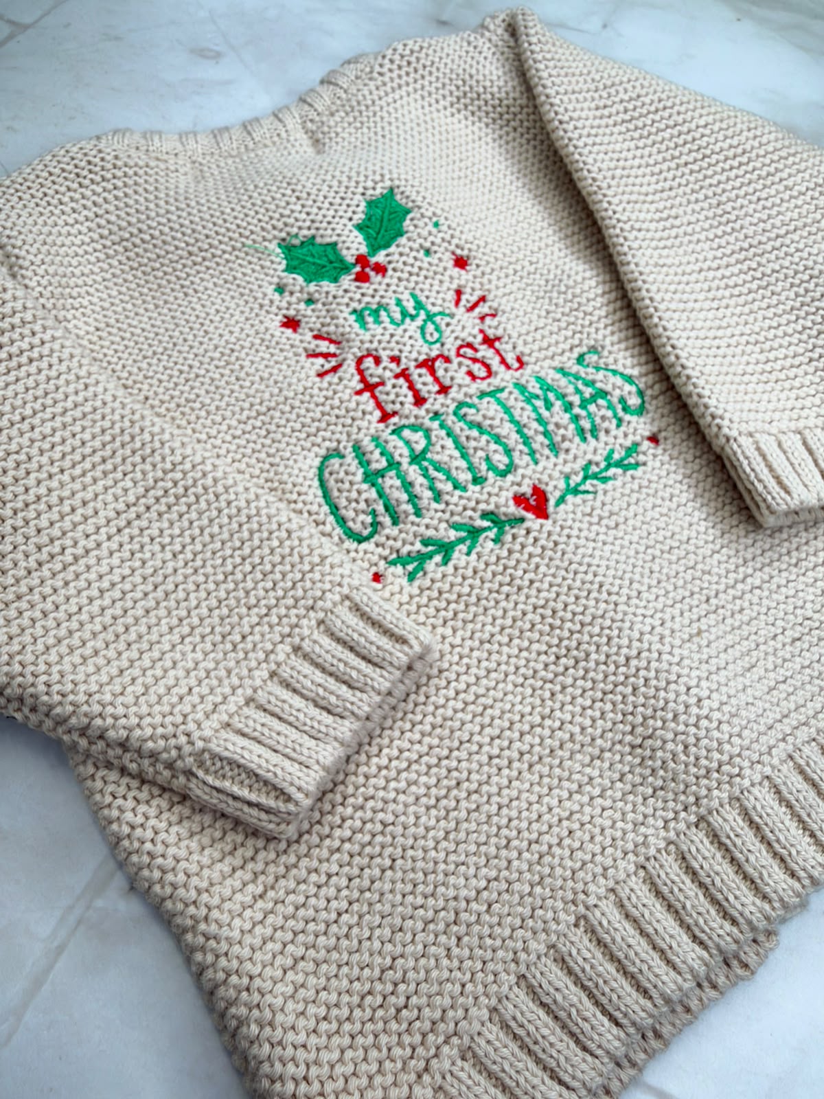 Little Holly Christmas Organic Cotton Zipped Cardigan