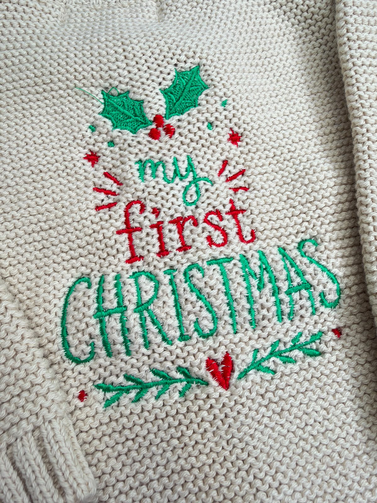 Little Holly Christmas Organic Cotton Zipped Cardigan