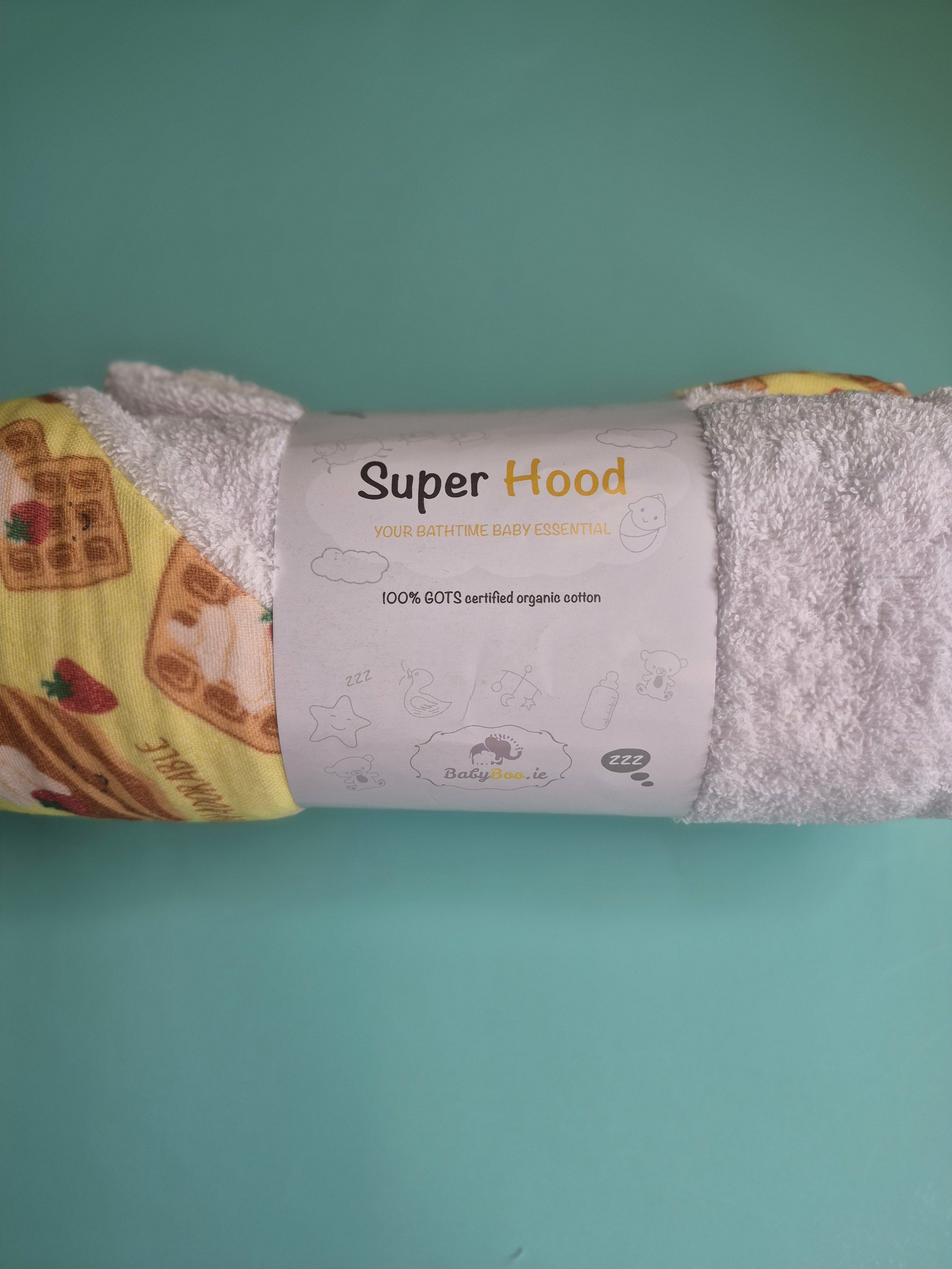 Lemon Waffle Club organic cotton hooded towel