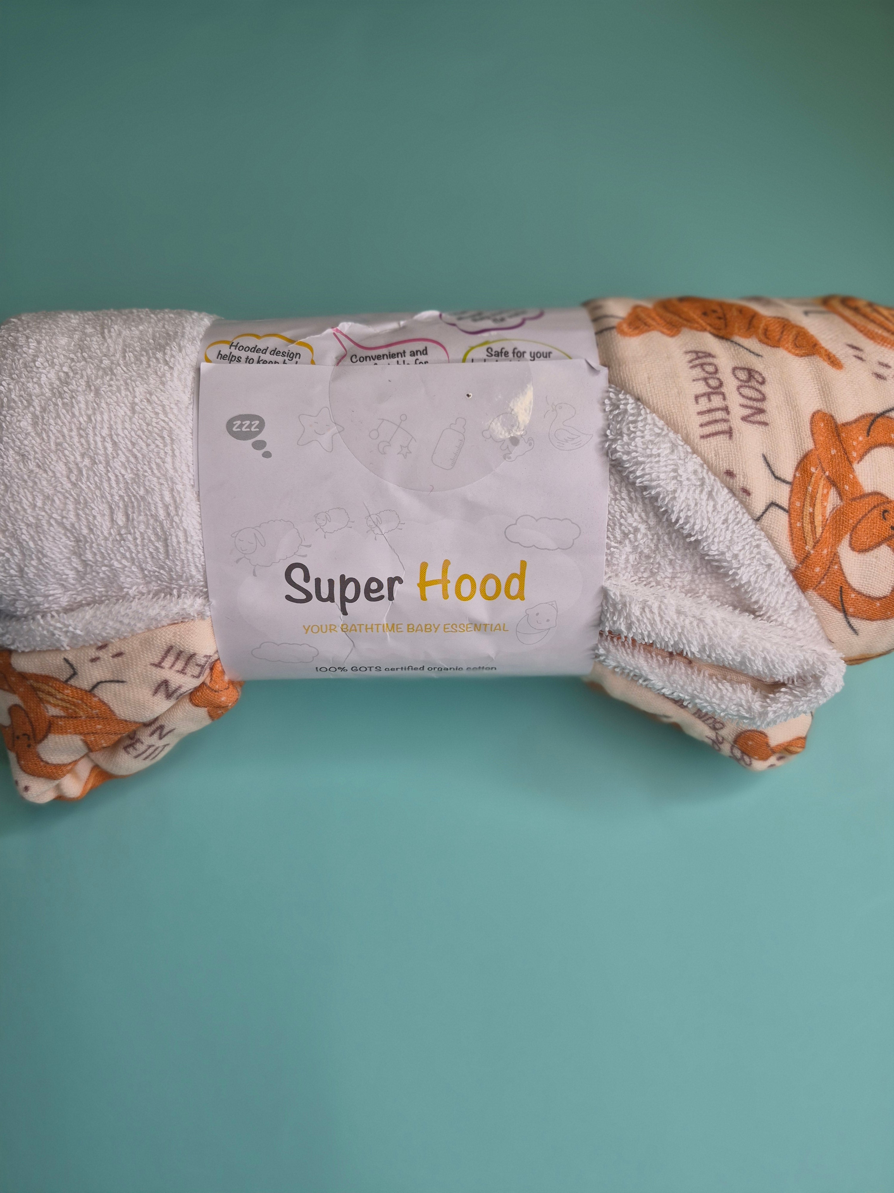 Pastry Club organic cotton hooded towel