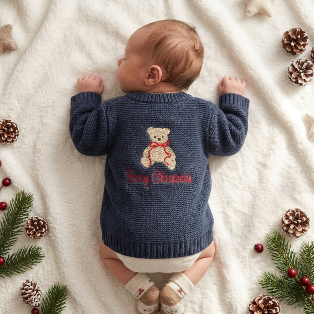 Beary Christmas Organic Cotton Zipped Cardigan