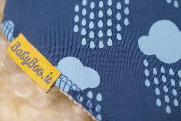 Teal rainclouds organic cotton DribbleBoo bandana bib