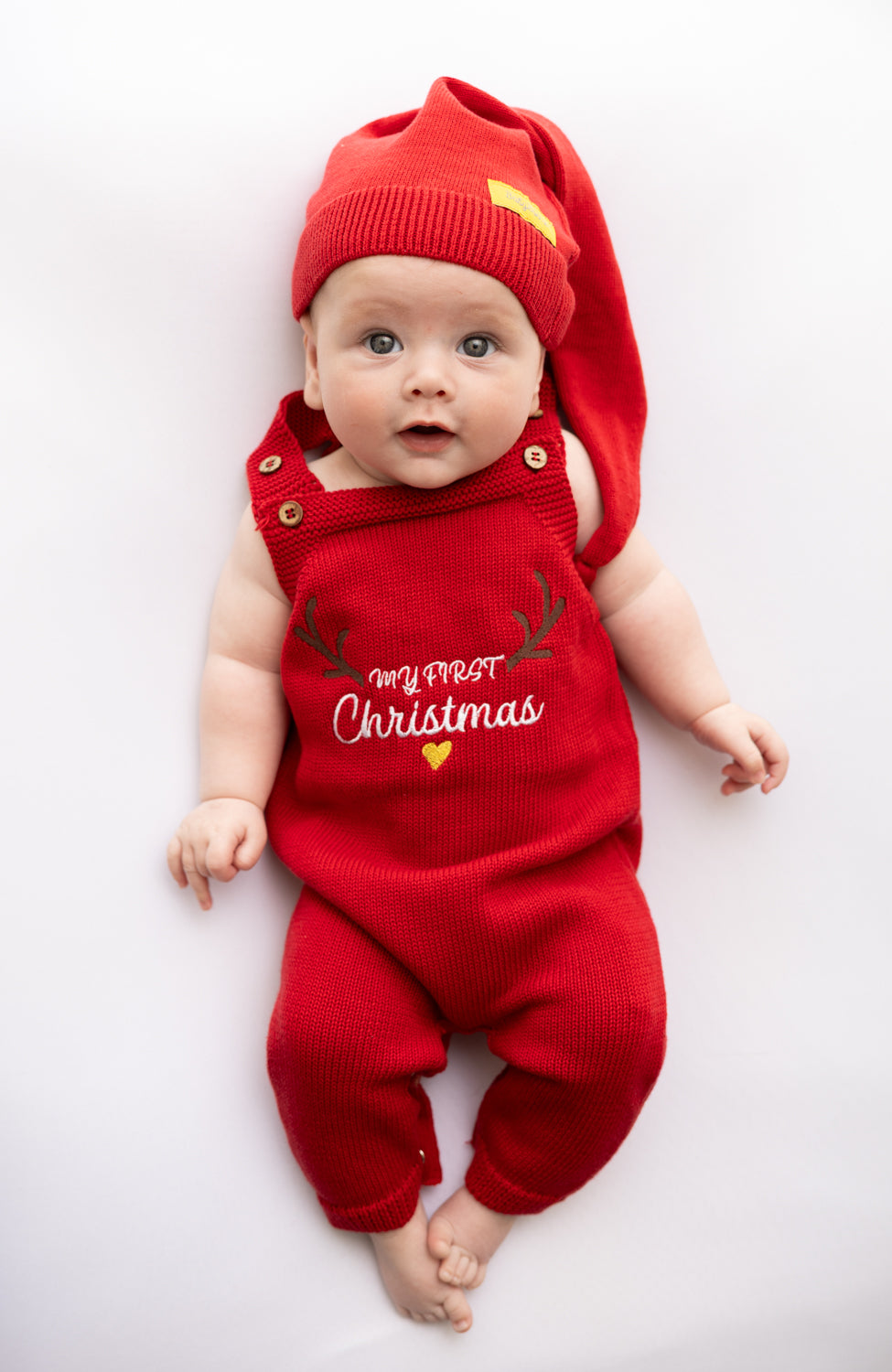My First Christmas Knitted Dungarees