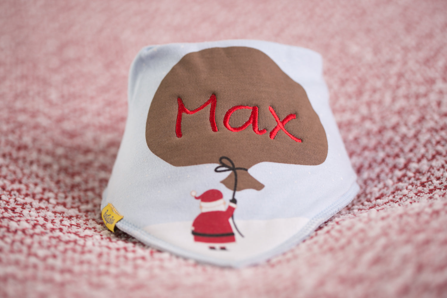 Personalised Santa's bag organic cotton DribbleBoo bandana bib