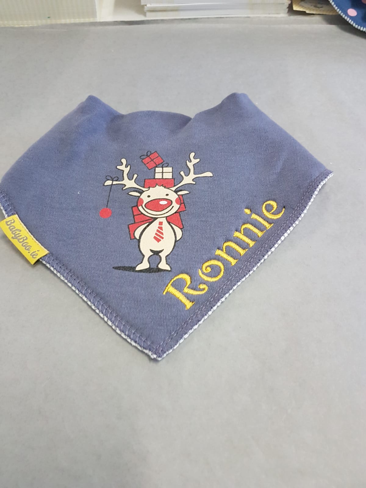 Personalised Rudolph organic cotton DribbleBoo bandana bib