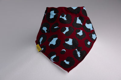 Maroon Leopard Print organic cotton DribbleBoo bandana bib