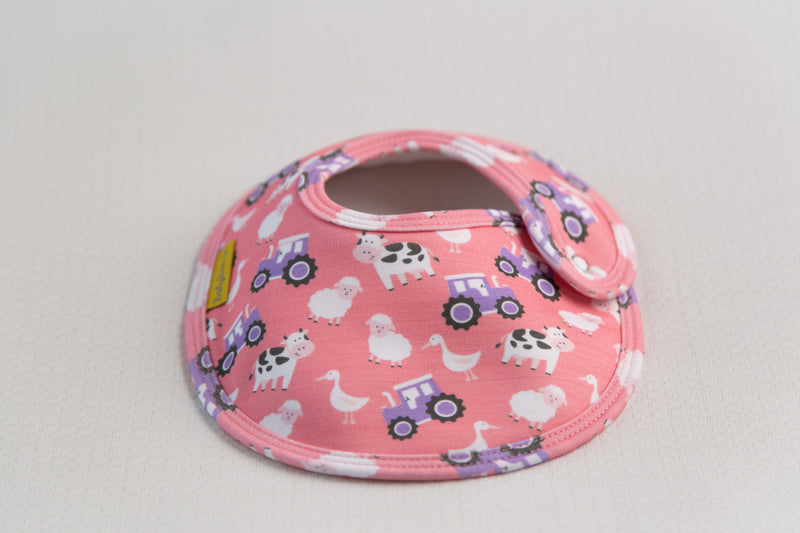 Farmyard Friends Pink organic cotton LittleBoo baby bib