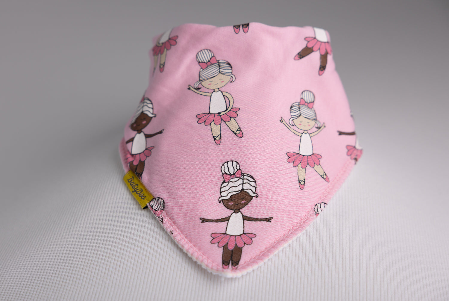 Pink ballerinas organic cotton DribbleBoo bandana bib