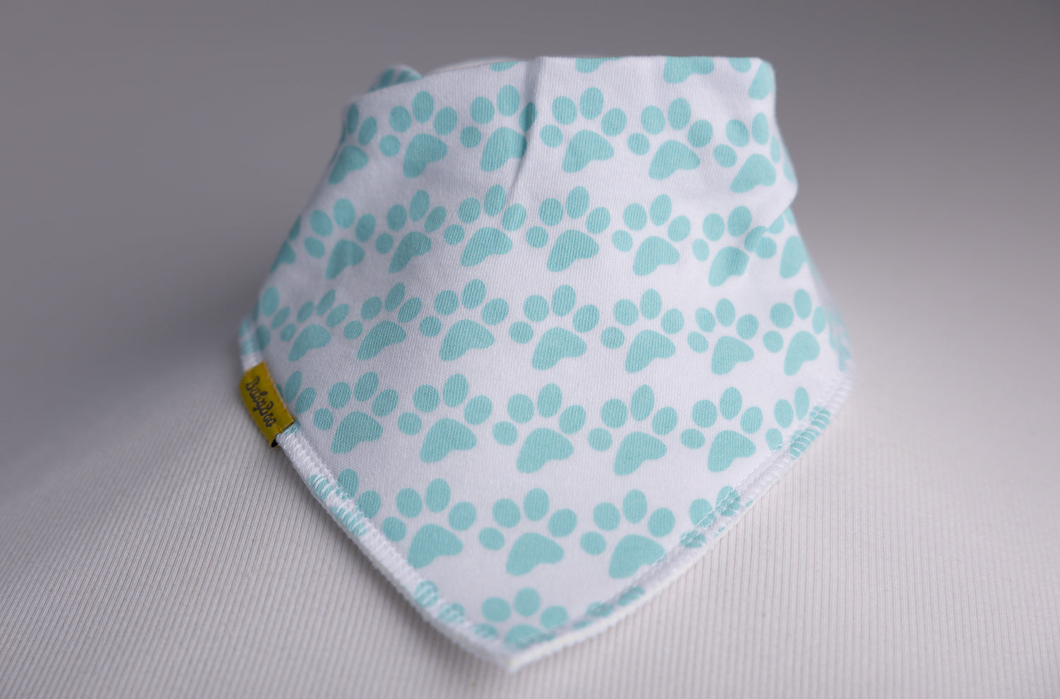 Mint puppy paws organic cotton DribbleBoo bandana bib