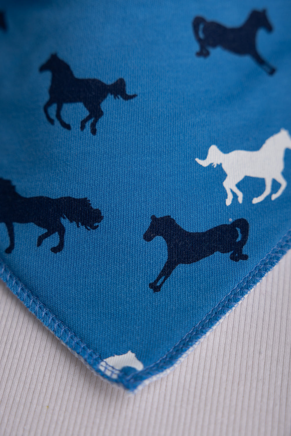 Blue horses organic cotton DribbleBoo bandana bib