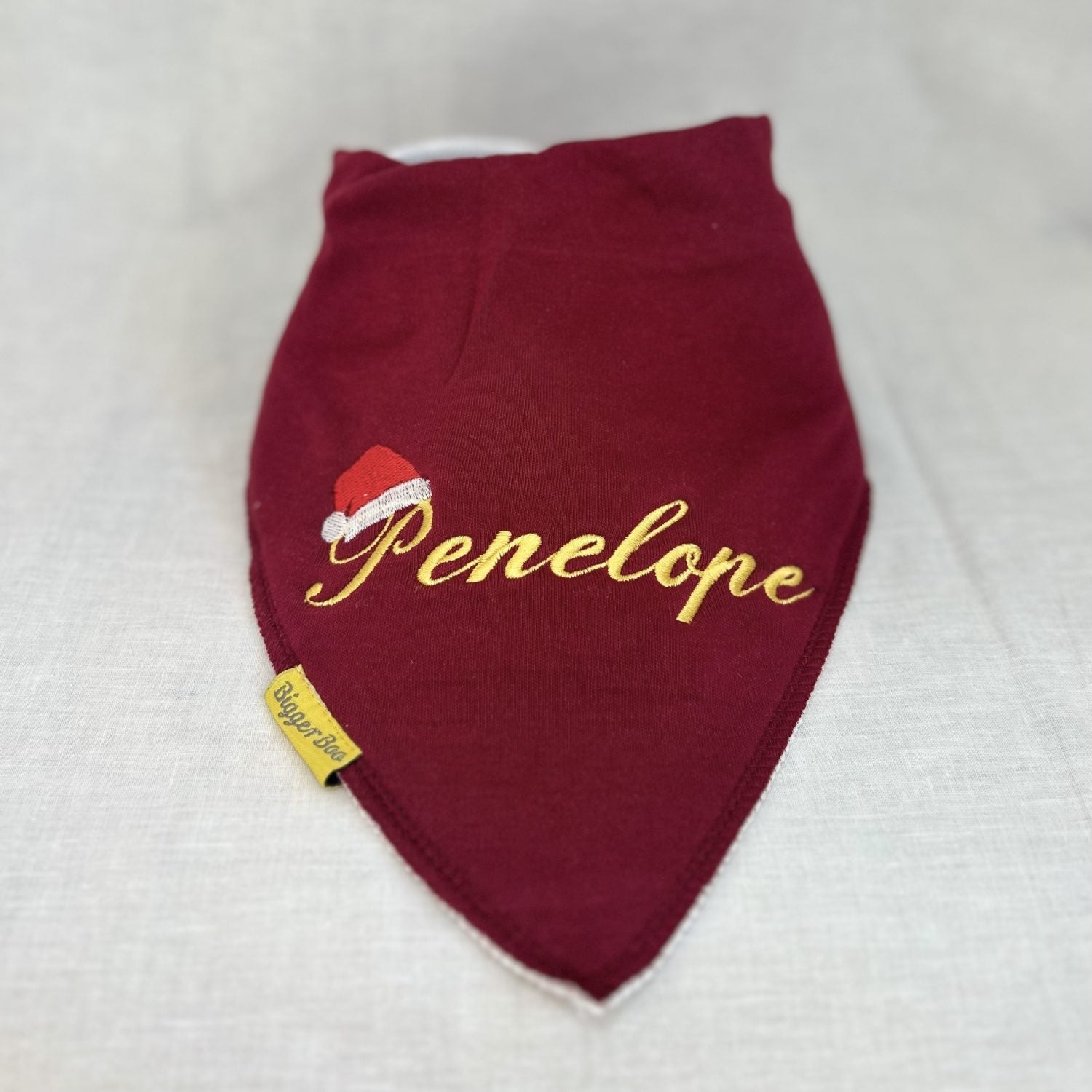 Santa Hat organic cotton BiggerBoo bandana bib (age 3+)