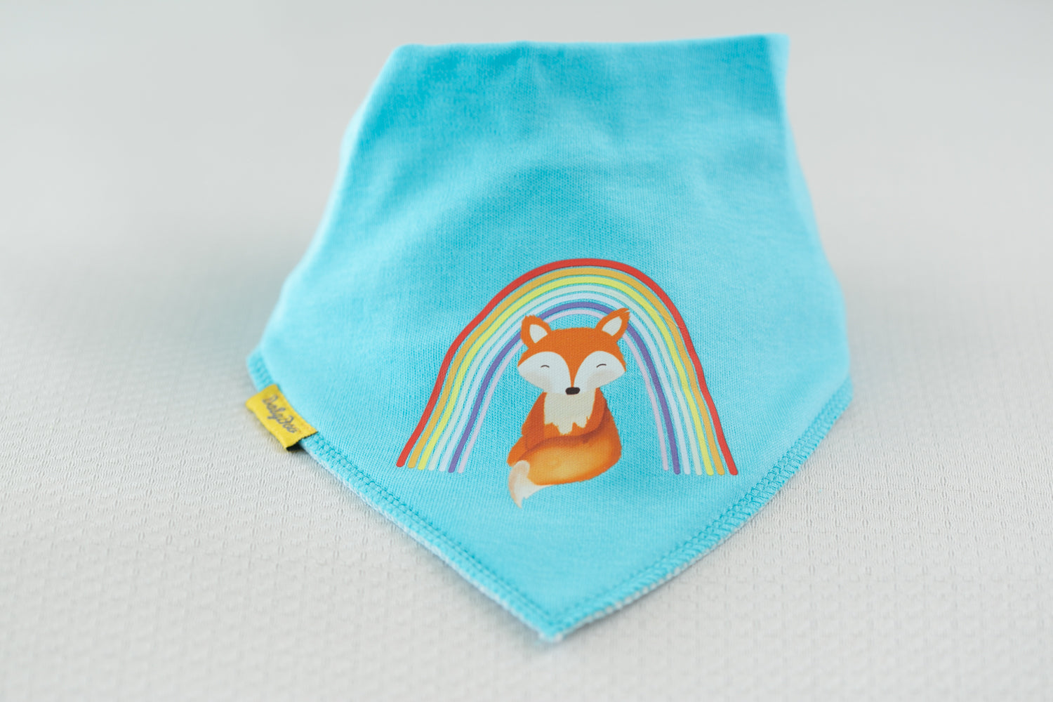 Turquoise Finbarr Fox organic cotton DribbleBoo bandana bib