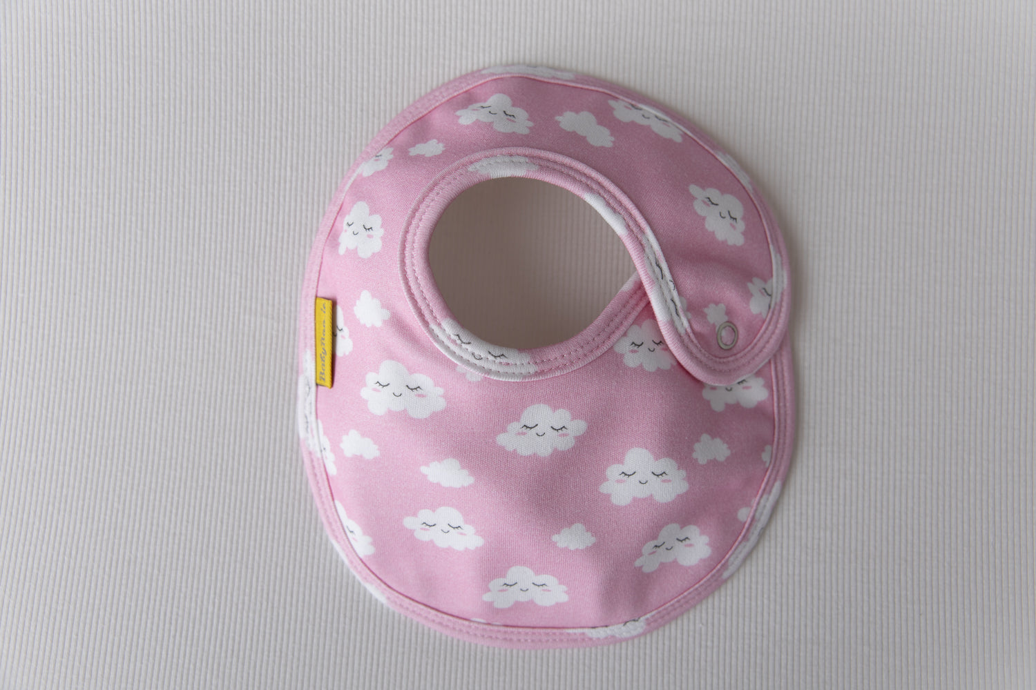 Baby Pink Sleepy Clouds organic cotton LittleBoo baby bib
