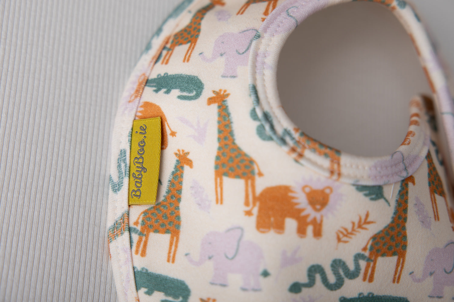 Cream Safari organic cotton LittleBoo baby bib