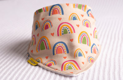 Boho rainbows organic cotton DribbleBoo bandana bib