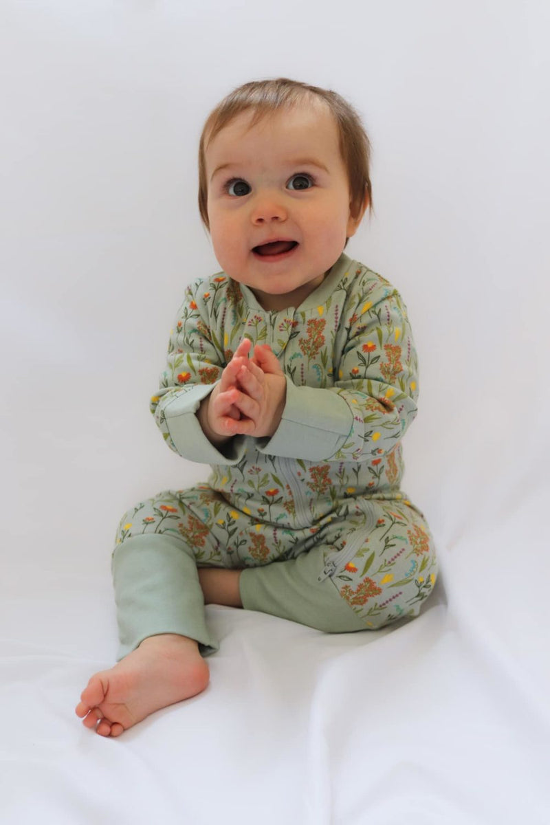 Wildflowers organic cotton ZippyBoo suit