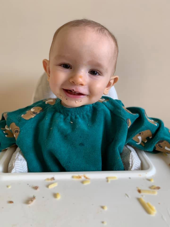 Teal mammoth YummyBoo feeding bib