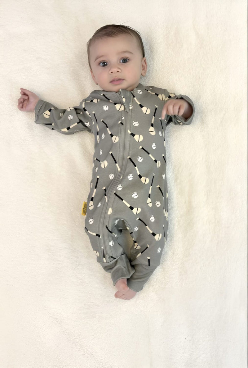 Grey GAA organic cotton ZippyBoo suit