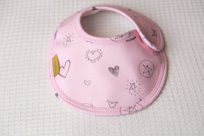 Pink Doodling organic cotton LittleBoo baby bib