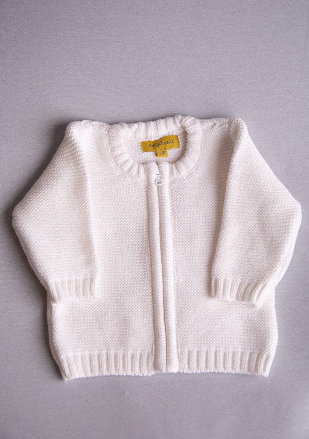 White organic cotton zipped cardigan