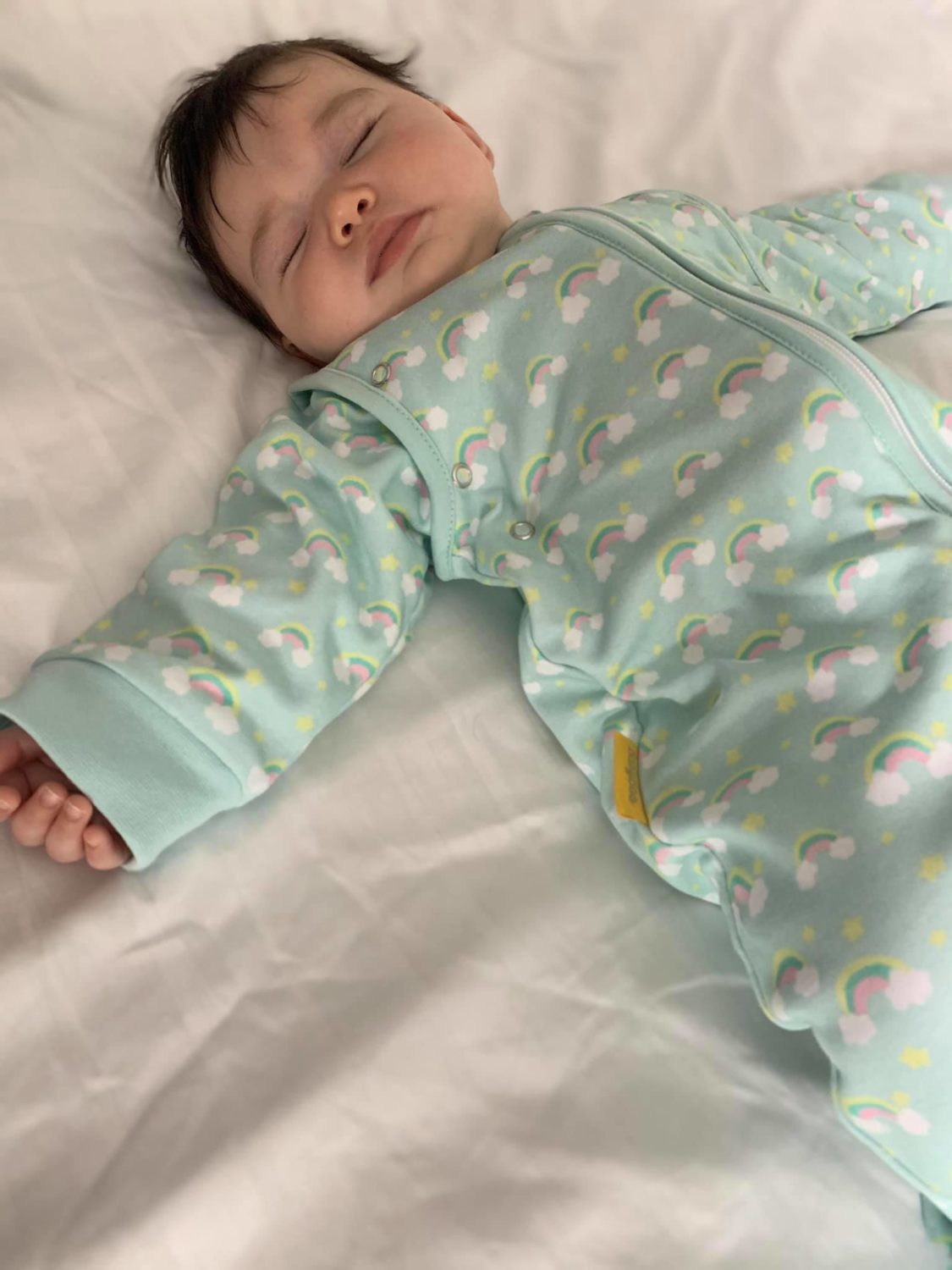 Painted rainbows organic cotton SnuggleBoo sleepsuit (2.5 tog)