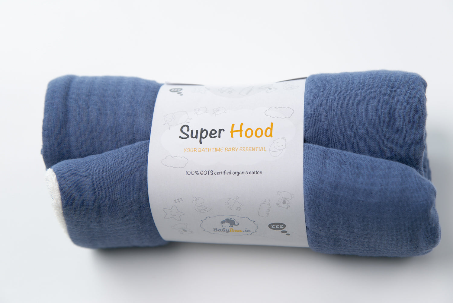 Navy organic cotton hooded towel