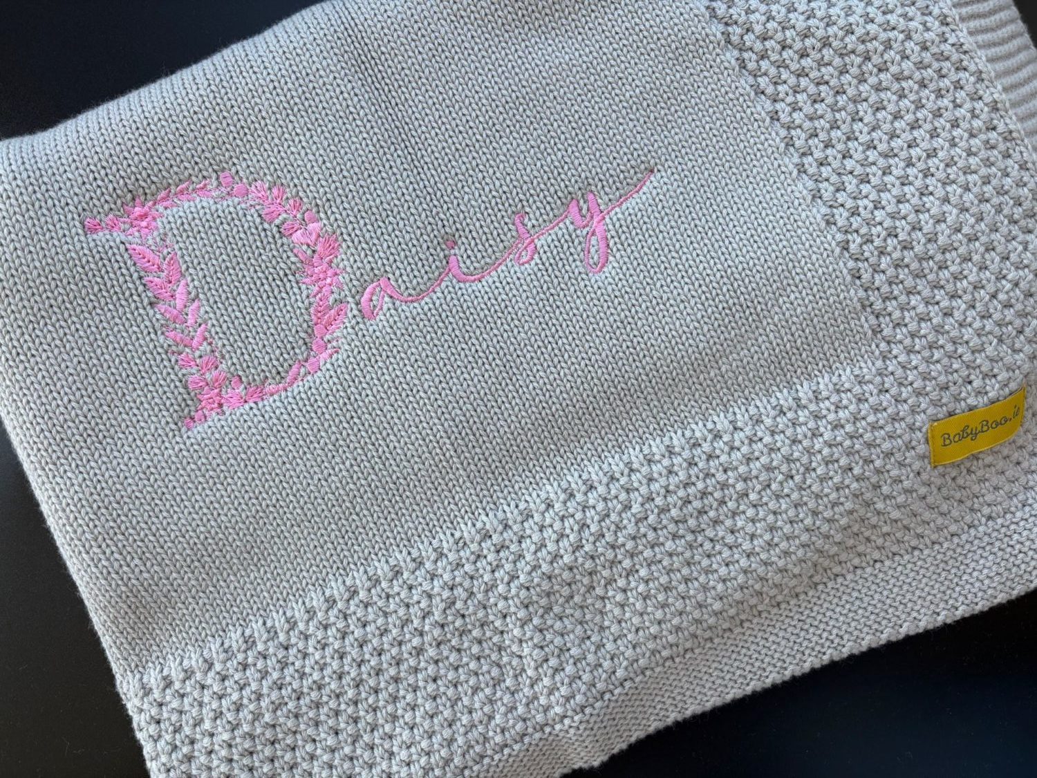 Floral name Personalised Organic Cotton BlankieBoo baby blanket
