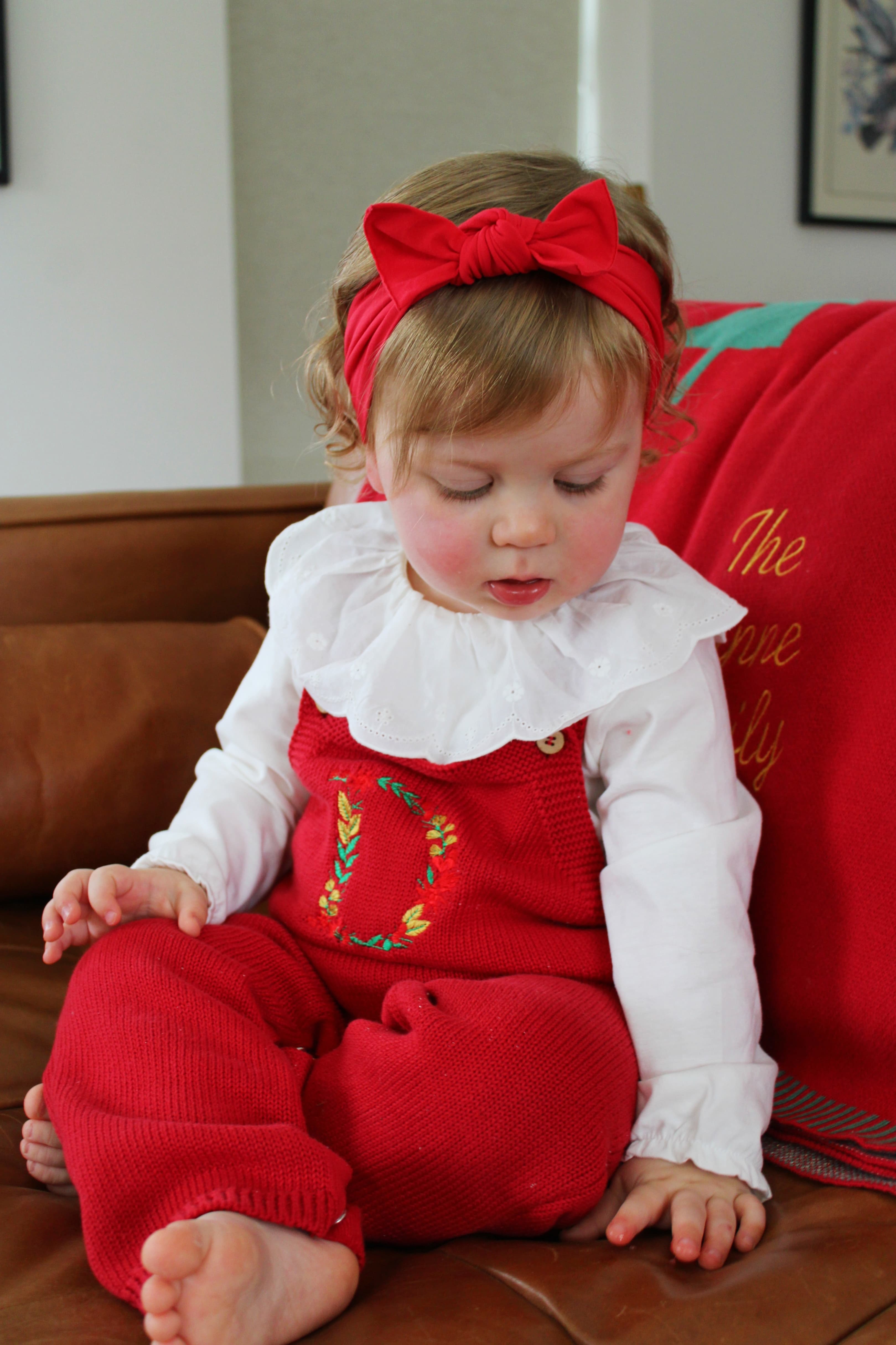 Red Organic Cotton Knitted Dungarees