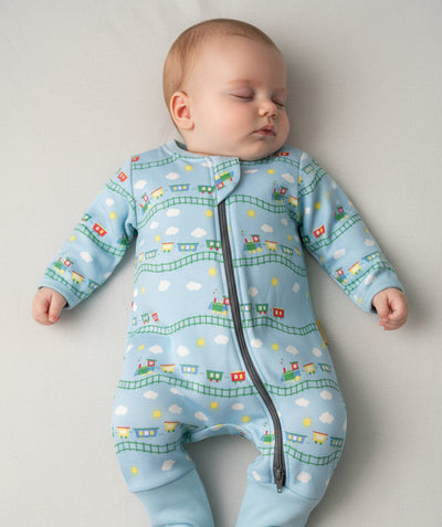 Choo choo trains organic cotton ZippyBoo suit