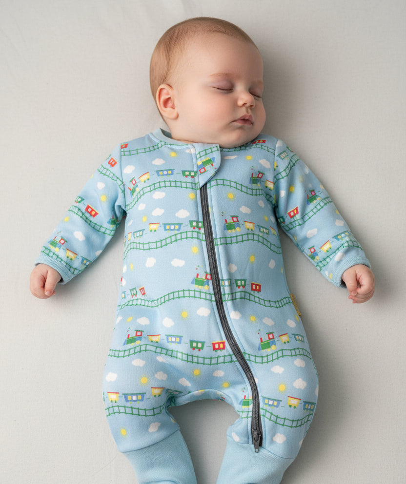 Choo choo trains organic cotton ZippyBoo suit