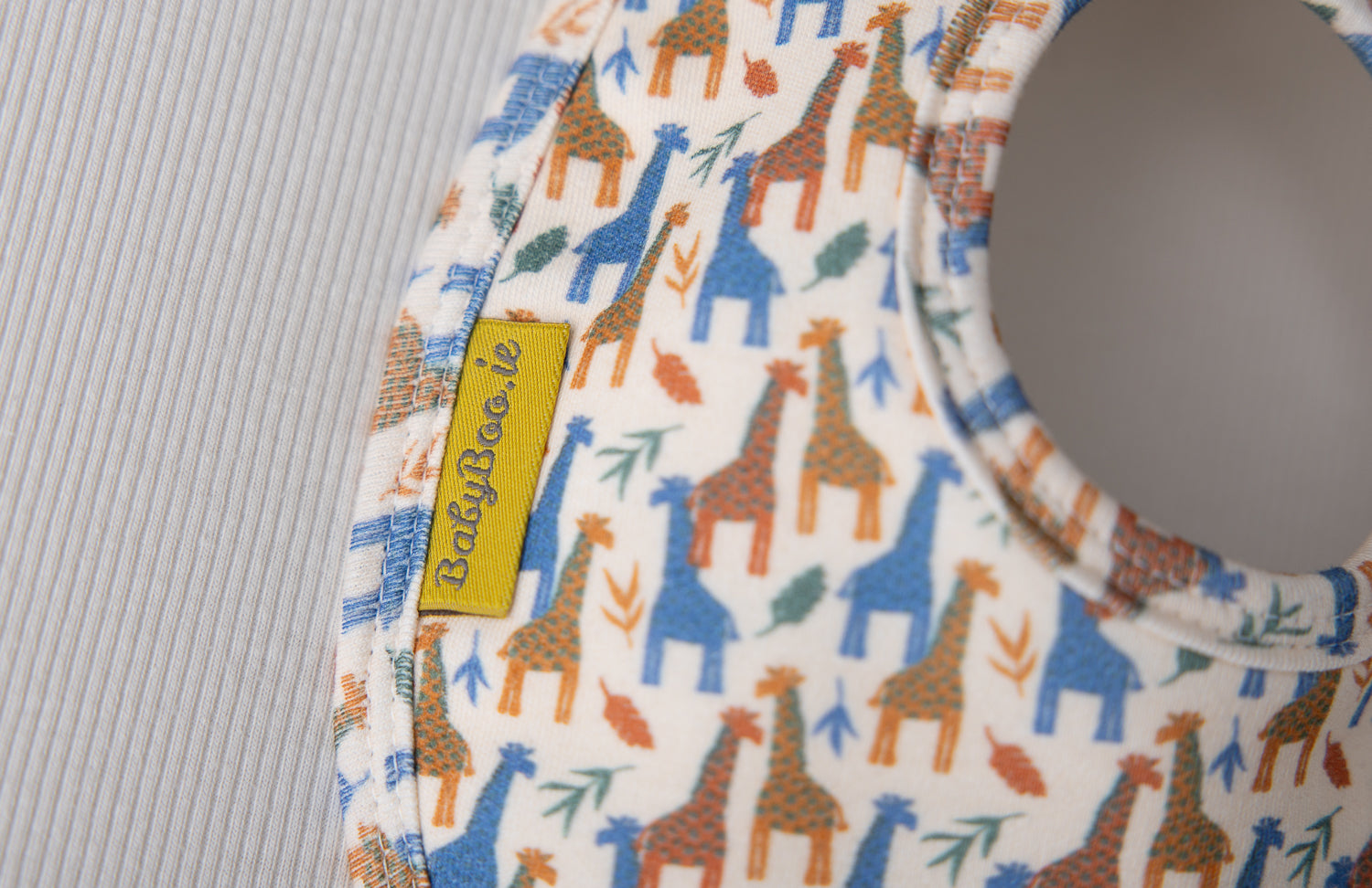 Colourful Giraffes organic cotton LittleBoo baby bib
