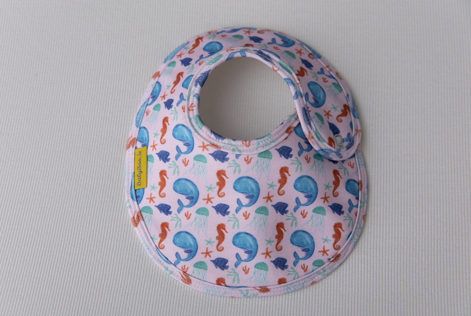 Sea friends pink organic cotton LittleBoo baby bib