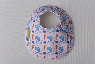 Sea friends pink organic cotton LittleBoo baby bib