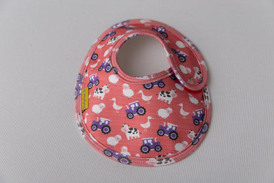 Red Farmyard organic cotton LittleBoo baby bib