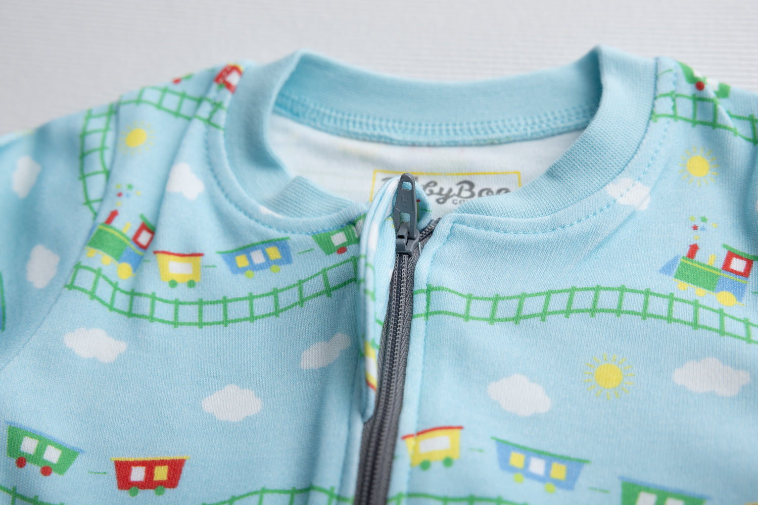 Choo choo trains organic cotton ZippyBoo suit