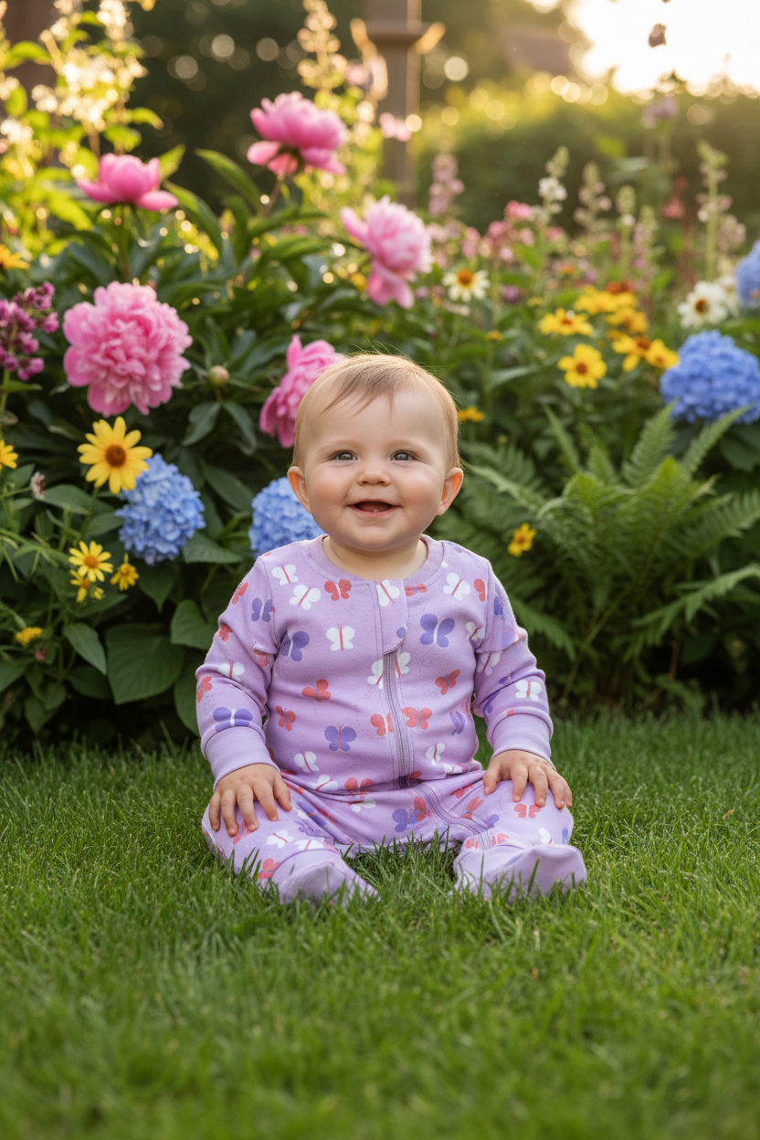 Butterflies organic cotton ZippyBoo suit