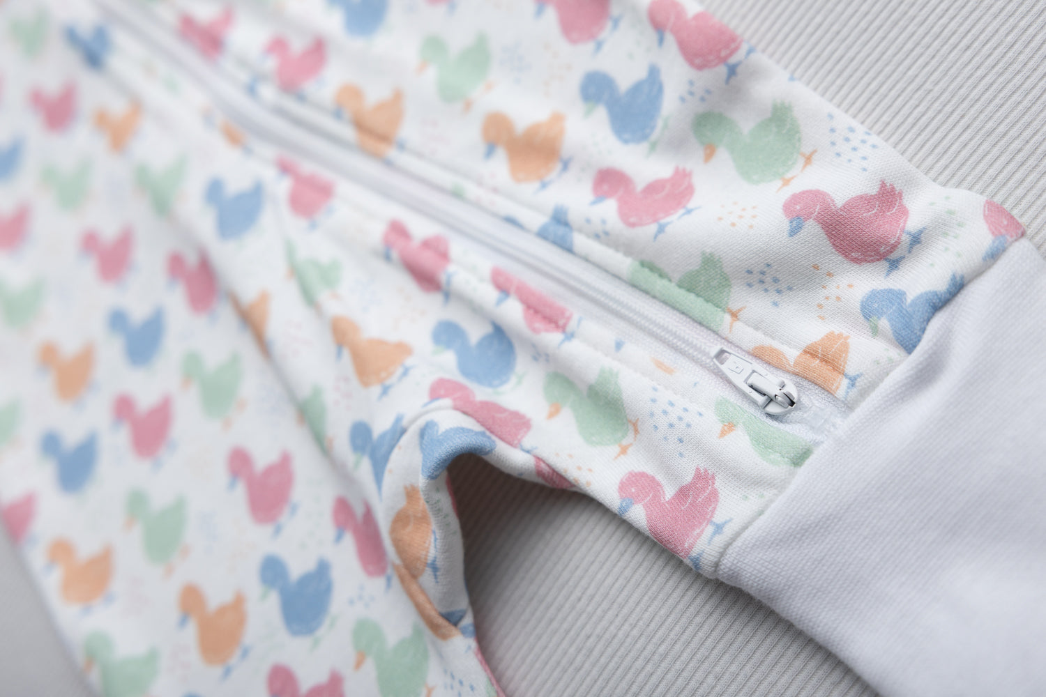 Pastel Ducks organic cotton ZippyBoo suit