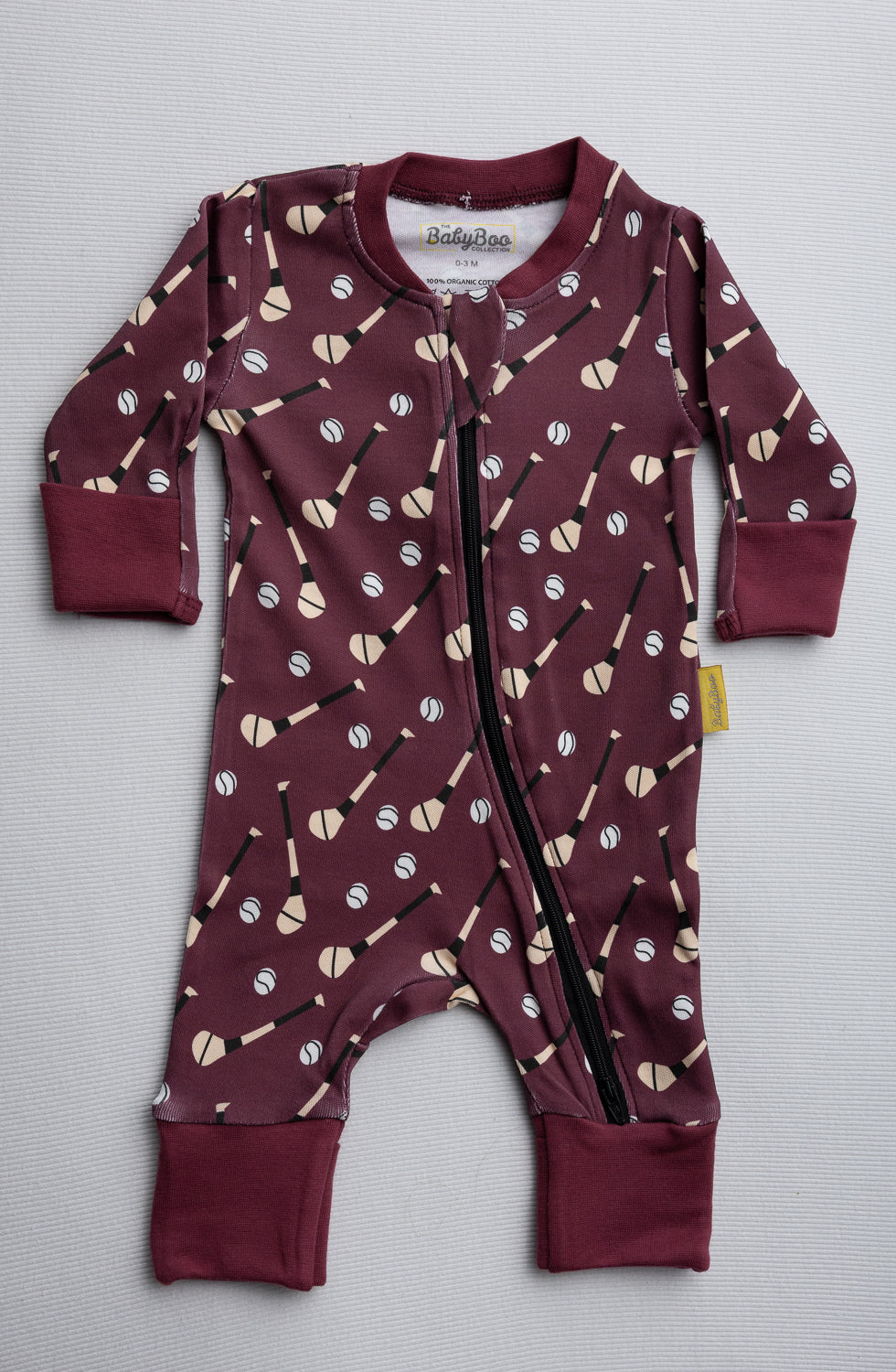 Maroon GAA organic cotton ZippyBoo suit