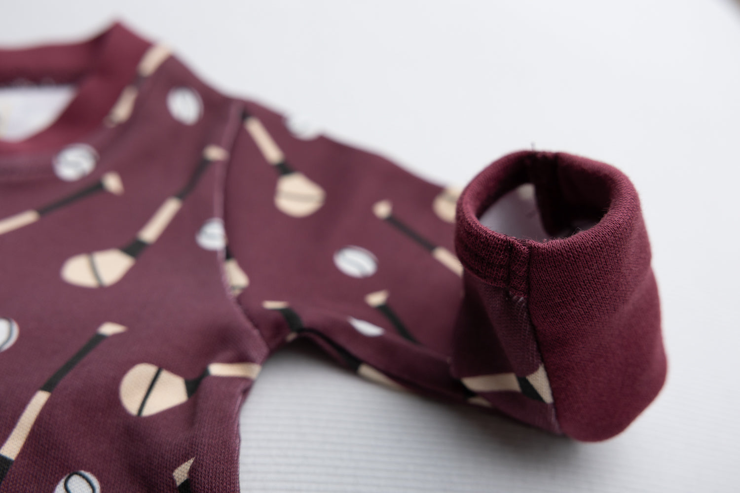 Maroon GAA organic cotton ZippyBoo suit