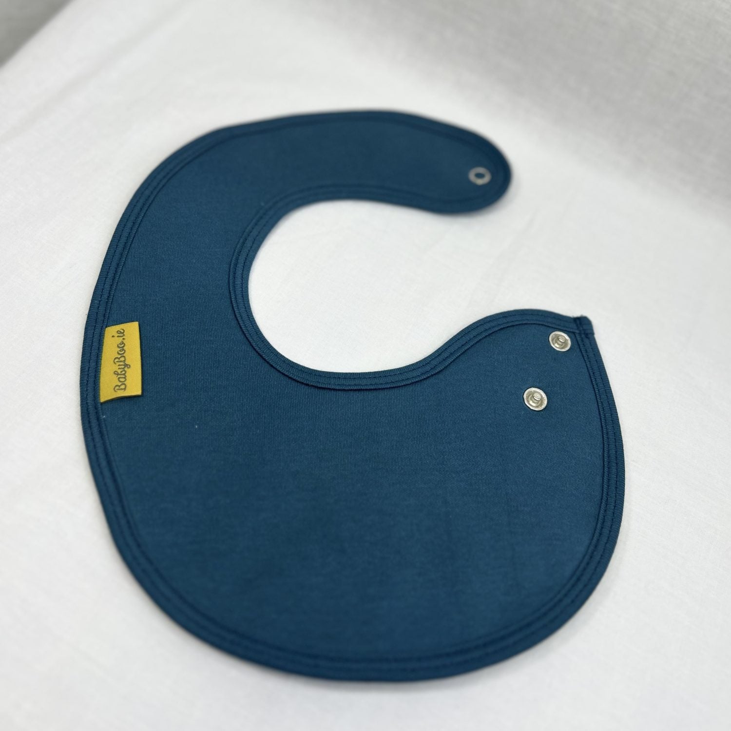 Personalised Petrol Blue organic cotton LittleBoo baby bib