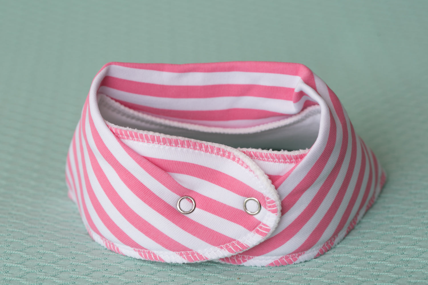 Candy pink stripes organic cotton DribbleBoo bandana bib