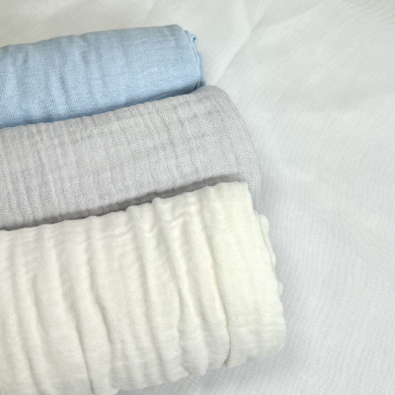 Mini Squares Muslins - White, Grey & Baby Blue