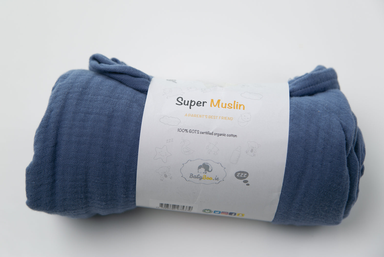 Navy  Organic Cotton super square muslin blanket