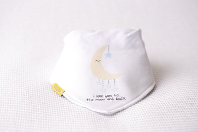 Blue Moon and back organic cotton DribbleBoo bandana bib