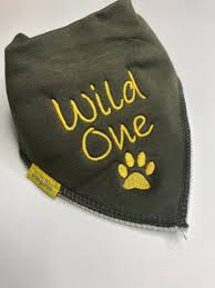 Wild One Paw Print organic cotton bandana bib