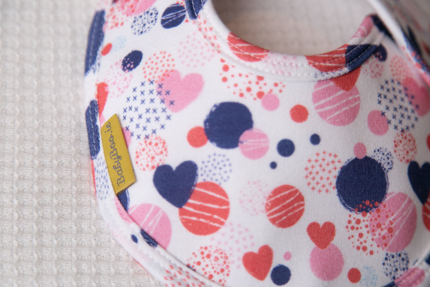 Abstract hearts organic cotton LittleBoo baby bib