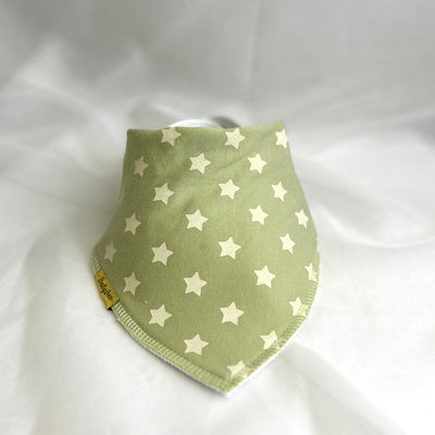 Sage Cream Stars Organic Cotton DribbleBoo Bandana bib